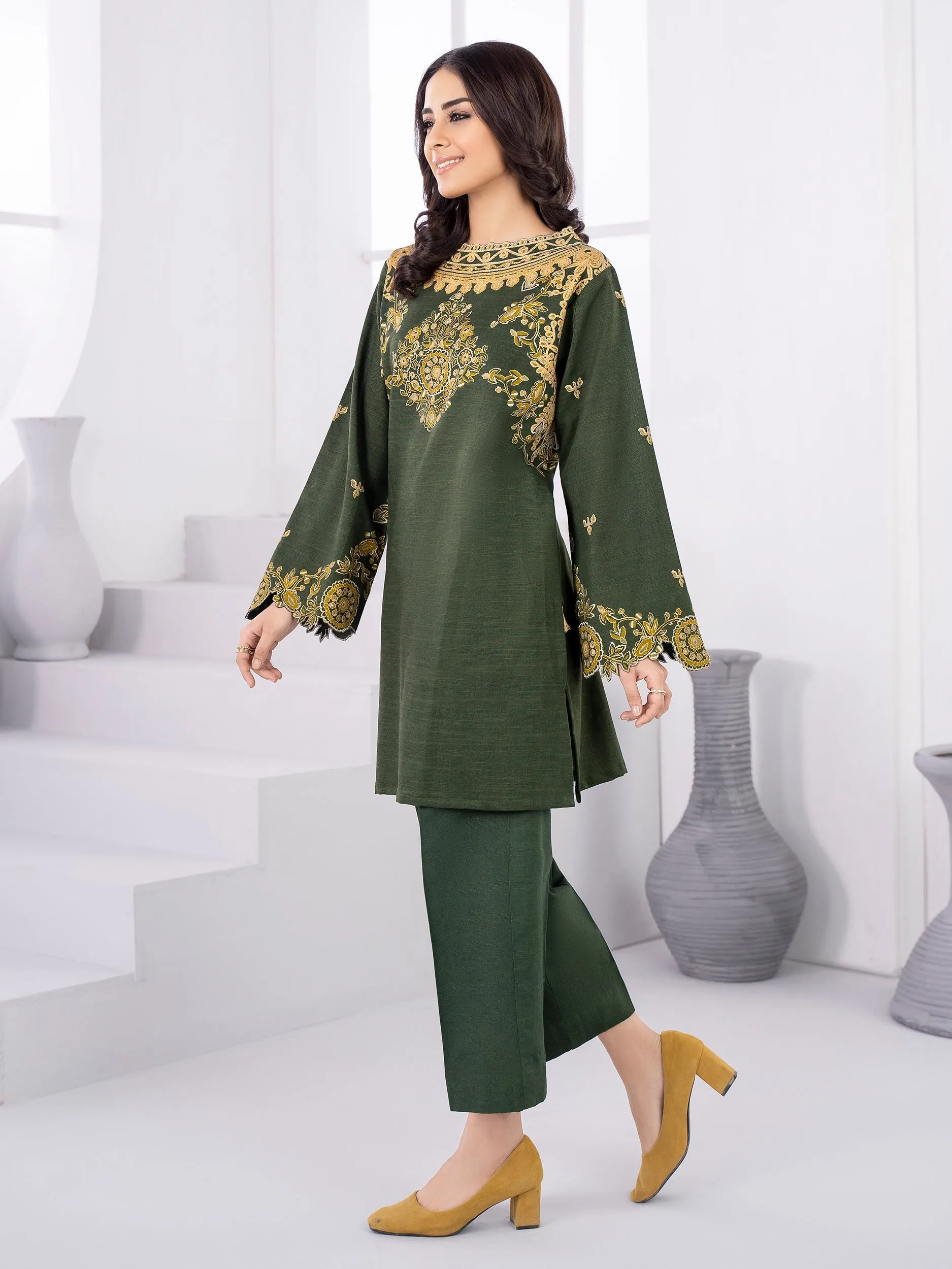 2 Piece Khaddar Suit-Pasted (Unstitched)