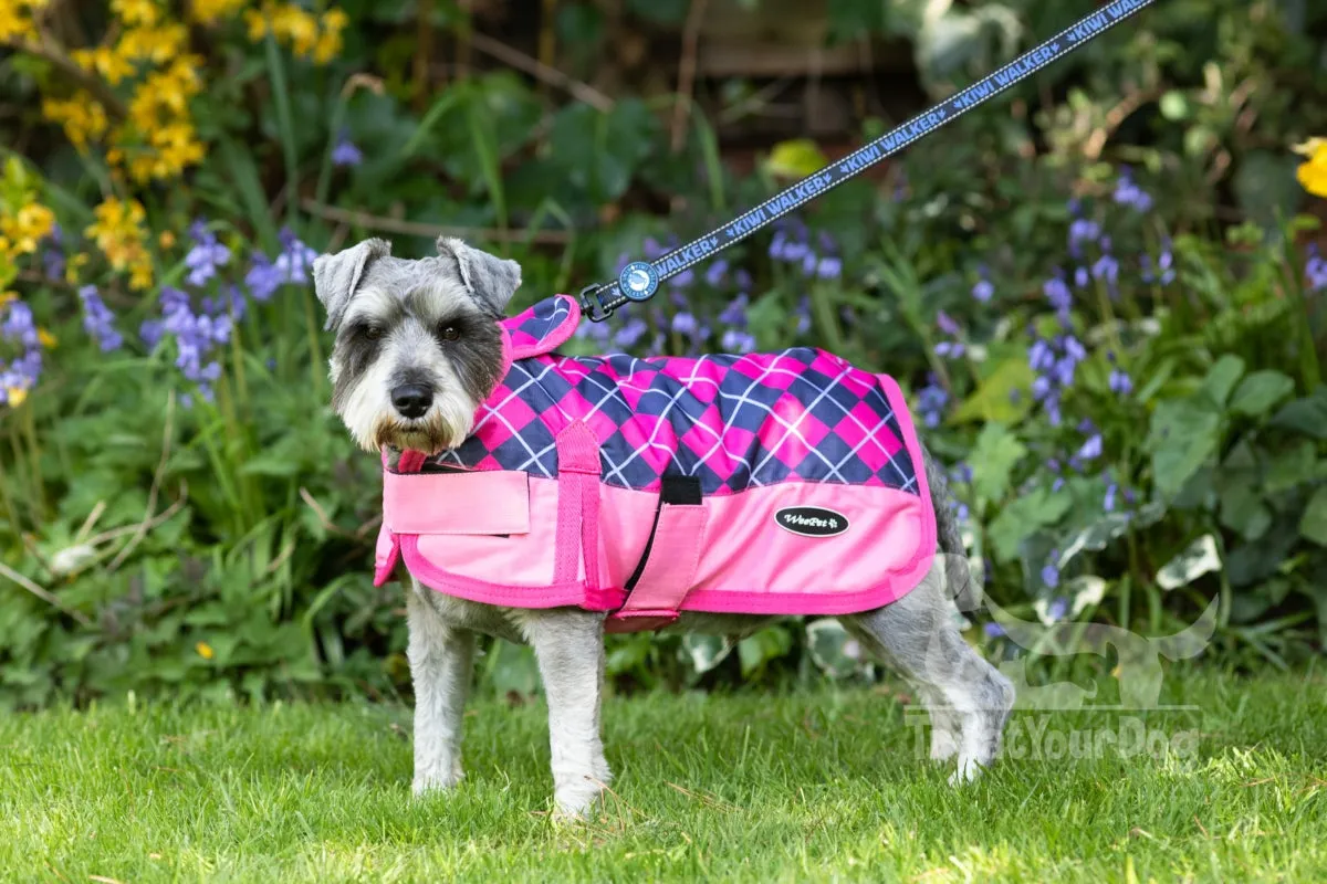 All Seasons Waterproof Dog Coat in Pink Check