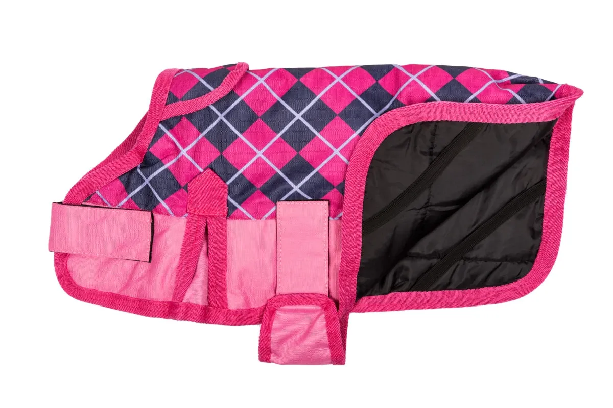 All Seasons Waterproof Dog Coat in Pink Check