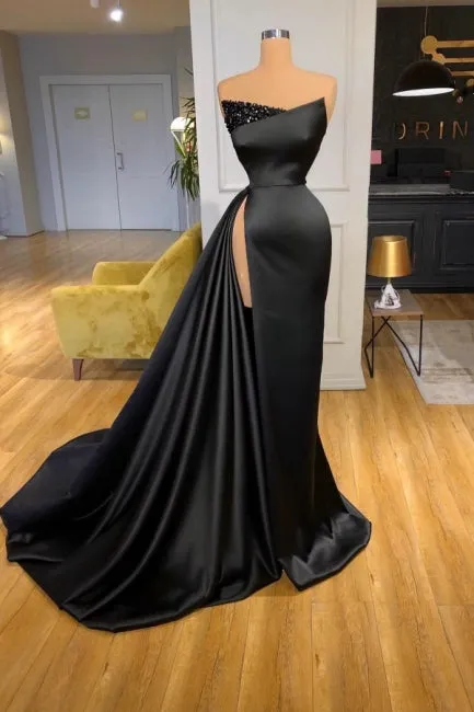 Amazing Long Black Sleeveless Graduation Dresses Prom Dresses With Split Online