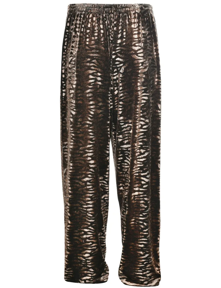 Animal Print Velvet Trousers - W29 L29