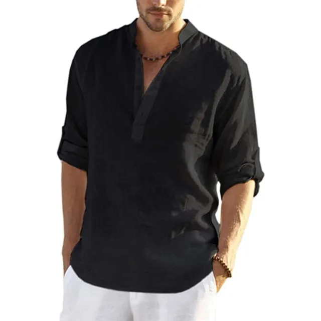 Ashore Vacation Shop 2022 New Mens Casual Blouse Cotton Linen Shirt