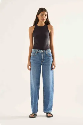 AVRIL LOW SLOUCHY WIDE LEG JEAN MOMENT MID BLUE