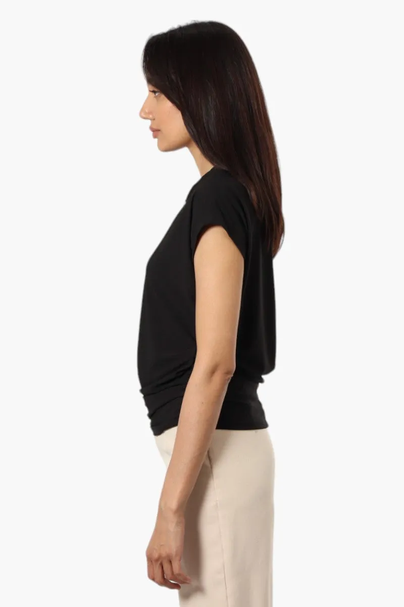 Beechers Brook Cap Sleeve Necklace Blouse - Black