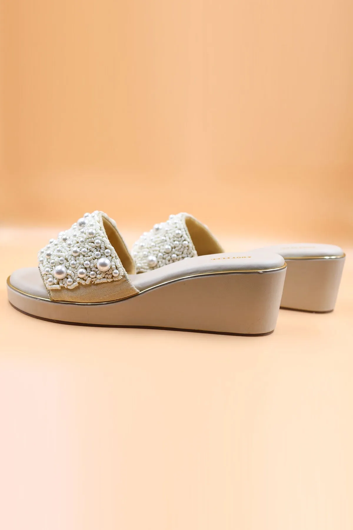 Beige Rexine Zardois Wedges