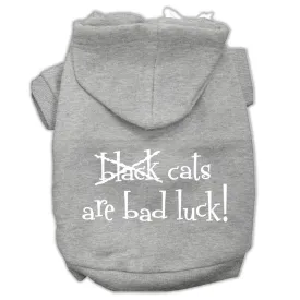 Black Cats Are Bad Luck Screen Print Pet Hoodies Grey Size Xs (8)