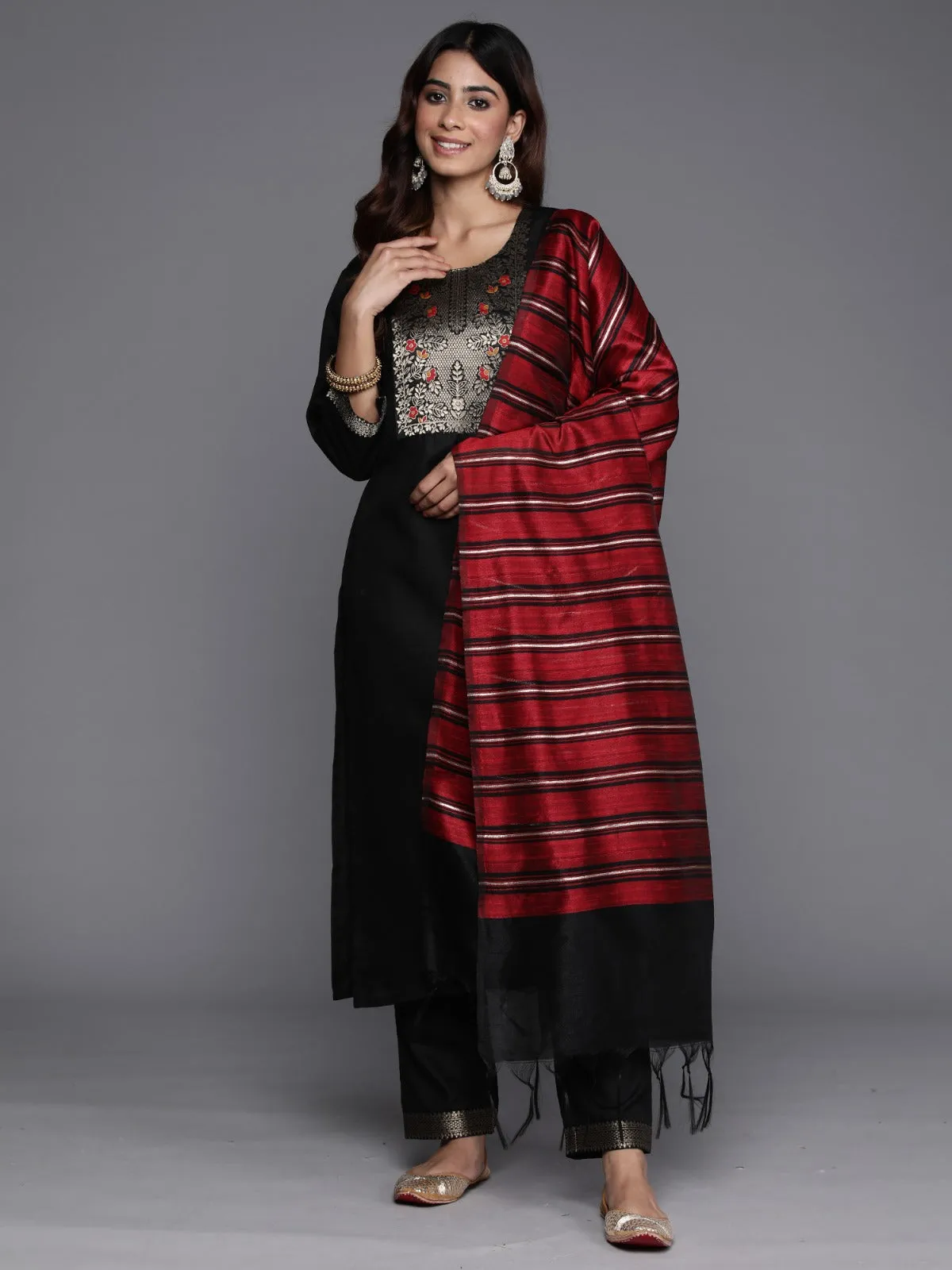 Black Embroidered Kurta Set