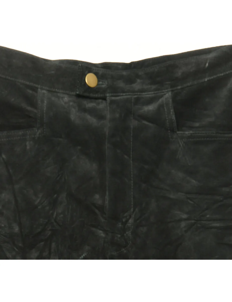 Black Suede Trousers - W28 L35