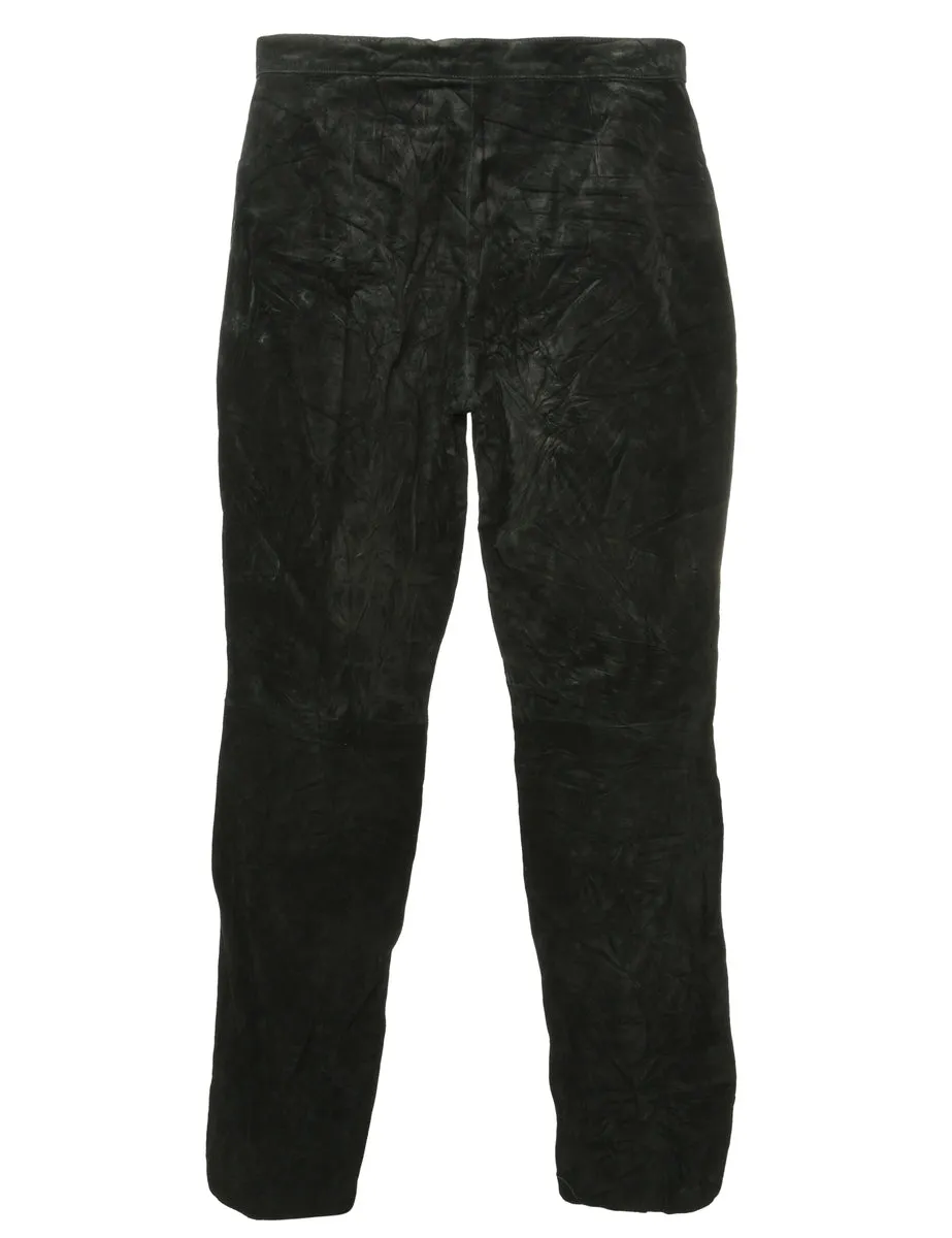 Black Suede Trousers - W28 L35