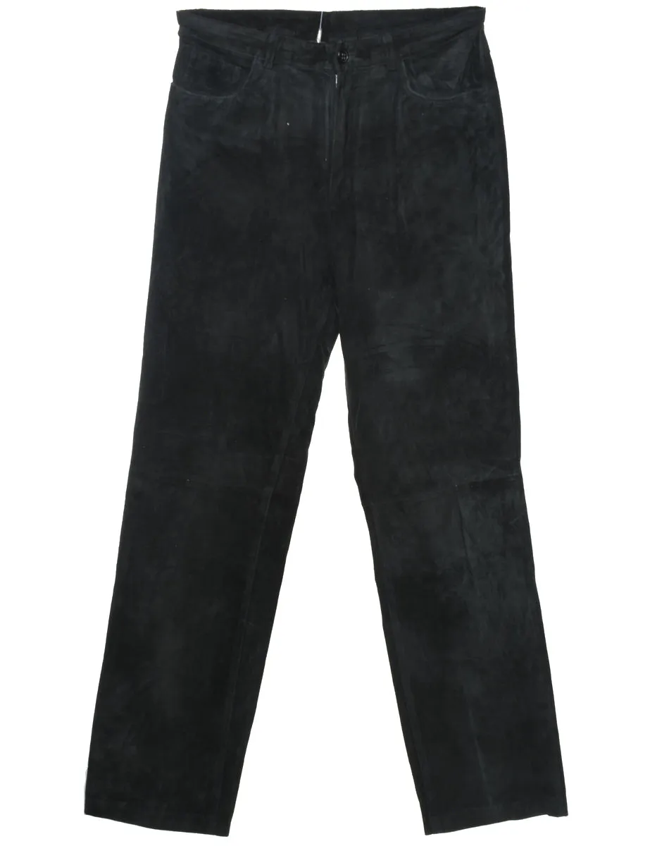 Black Suede Trousers - W31 L32