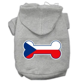 Bone Shaped Czech Republic Flag Screen Print Pet Hoodies Grey L (14)