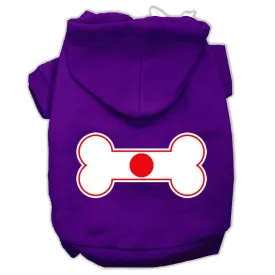 Bone Shaped Japan Flag Screen Print Pet Hoodies Purple Size XXXL(20)