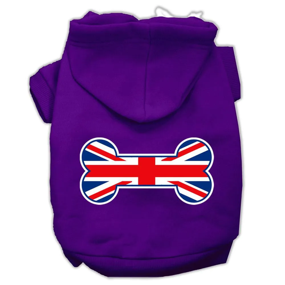 Bone Shaped United Kingdom (Union Jack) Flag Screen Print Pet Hoodies Purple Size XXXL(20)