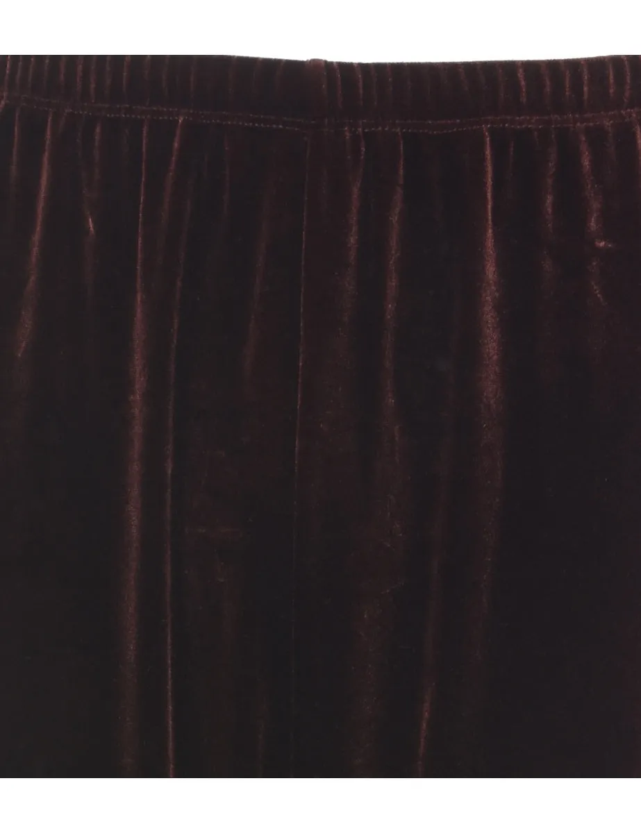 Brown Elasticated Waist Velvet Trousers - W30 L27