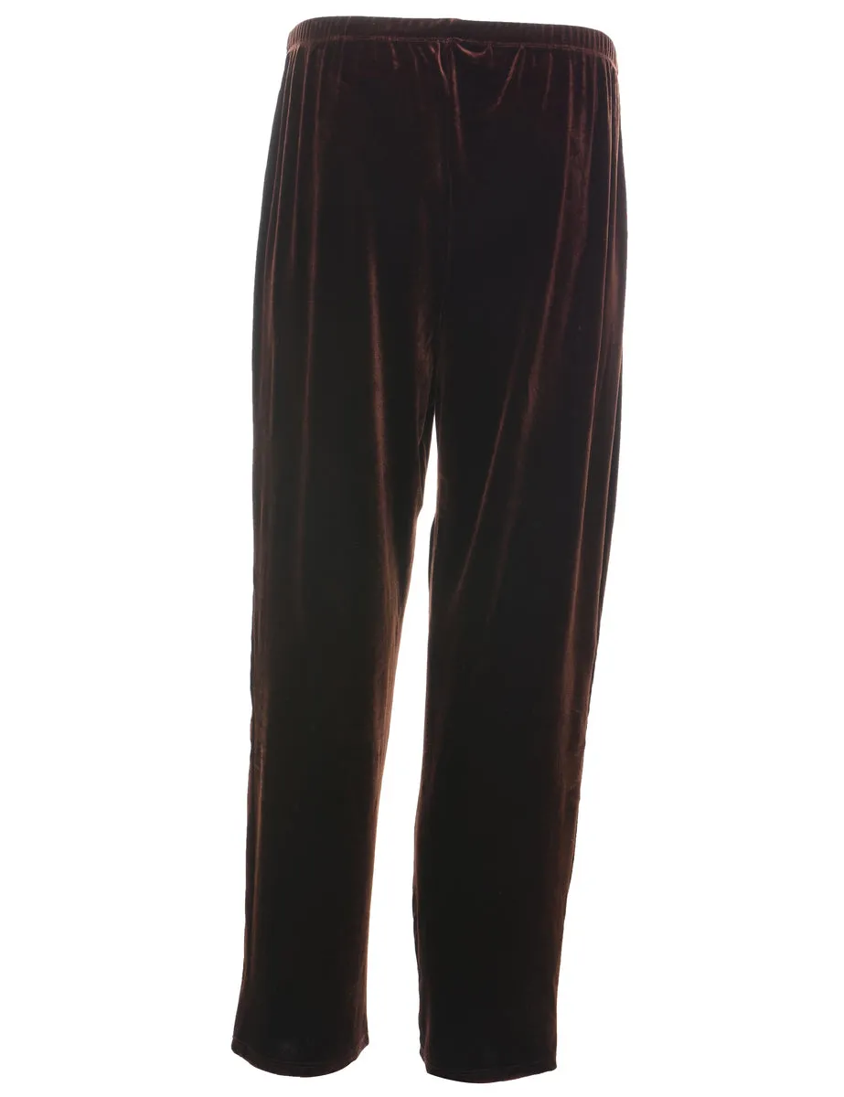 Brown Elasticated Waist Velvet Trousers - W30 L27