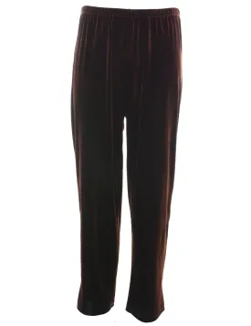 Brown Elasticated Waist Velvet Trousers - W30 L27