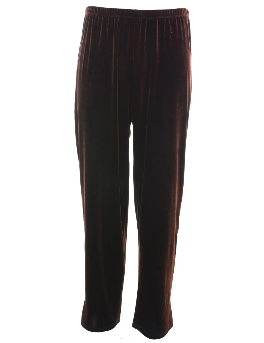 Brown Elasticated Waist Velvet Trousers - W30 L27