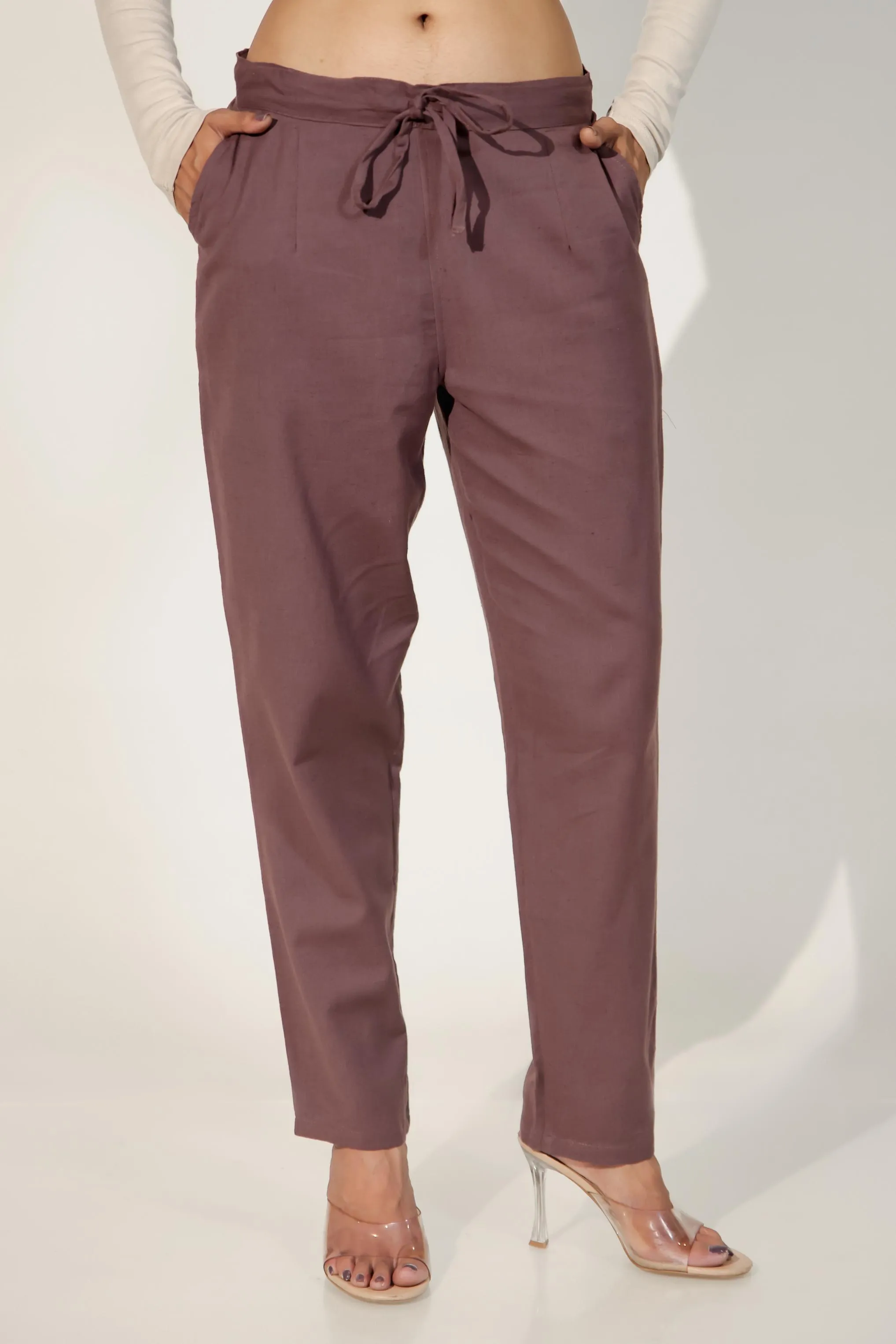 Burgundy Women's Narrow Trousers