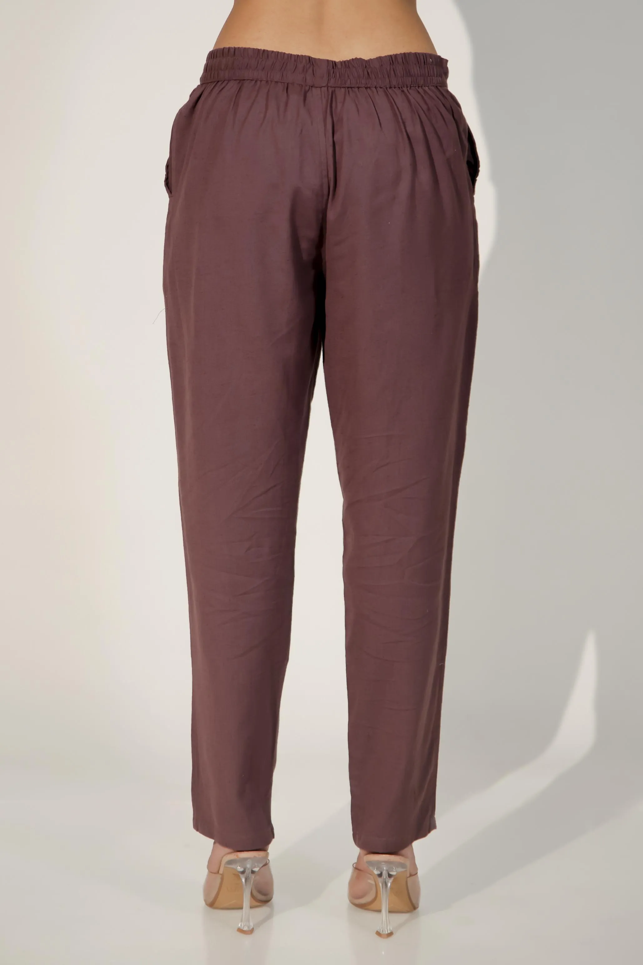 Burgundy Women's Narrow Trousers