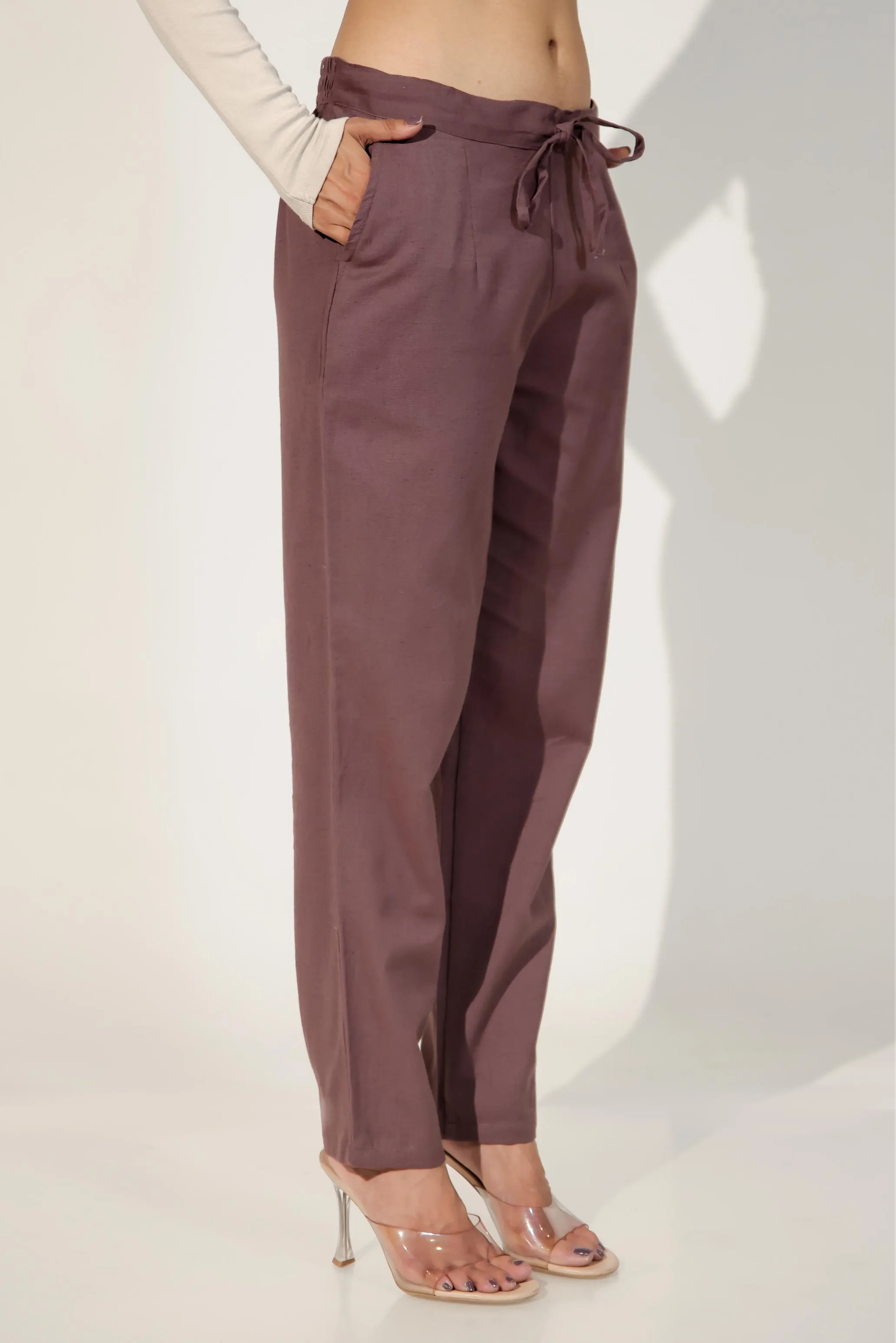 Burgundy Women's Narrow Trousers