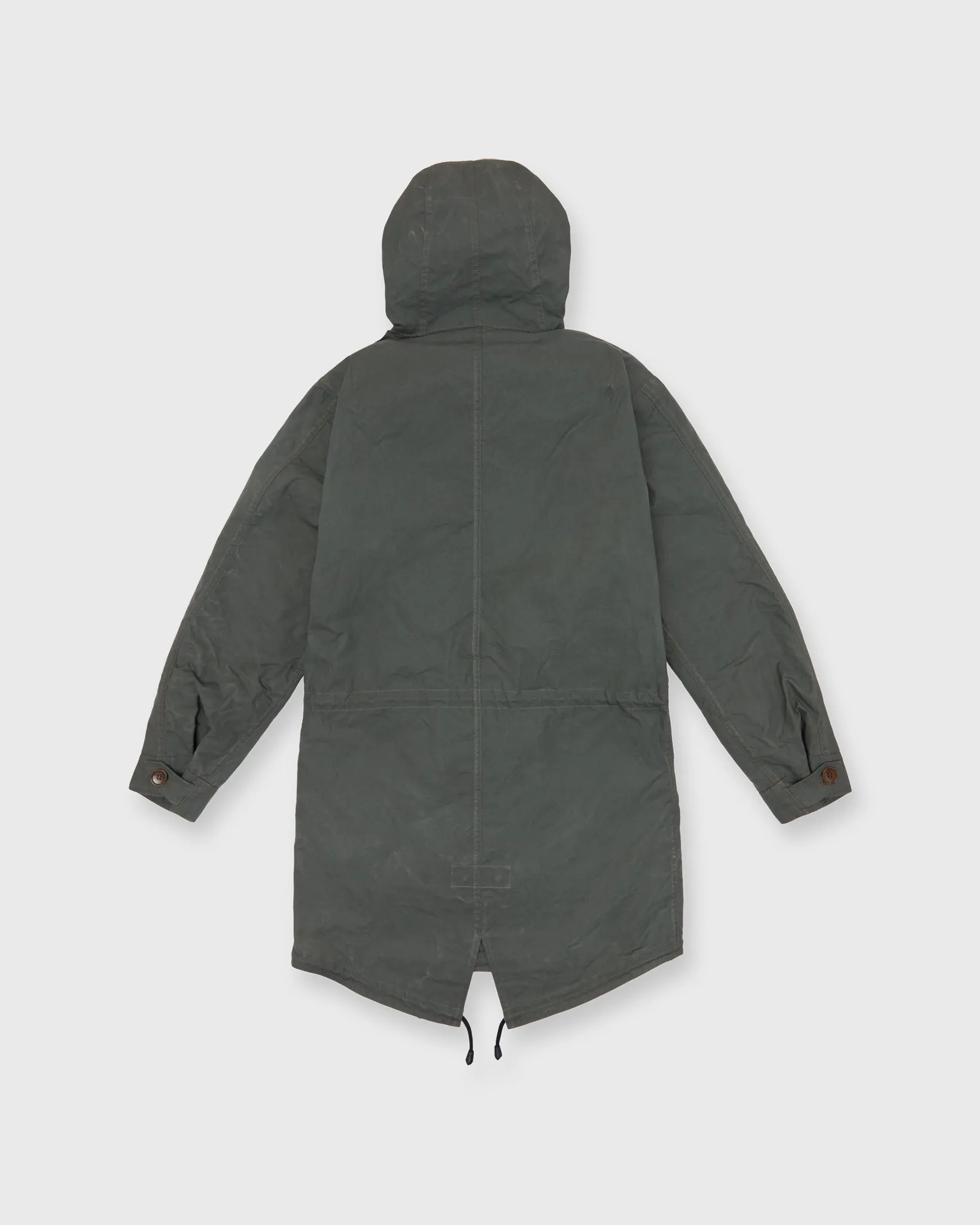 Cashpad Fishtail Parka in Green Dry Waxed Poplin