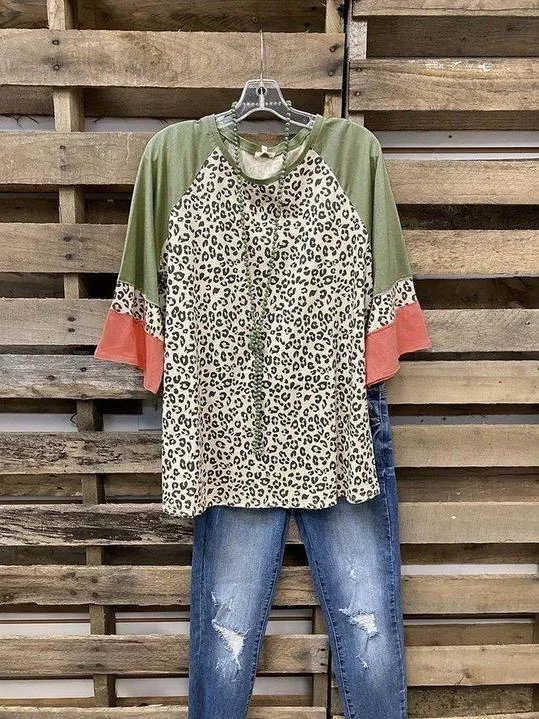 Casual Shift Leopard Shirts & Tops