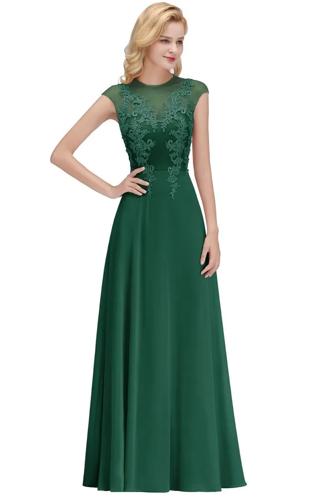 Charming Sleeveless Beadings Aline Evening Maxi Dress Cap Sleeves Bridesmaid Dress