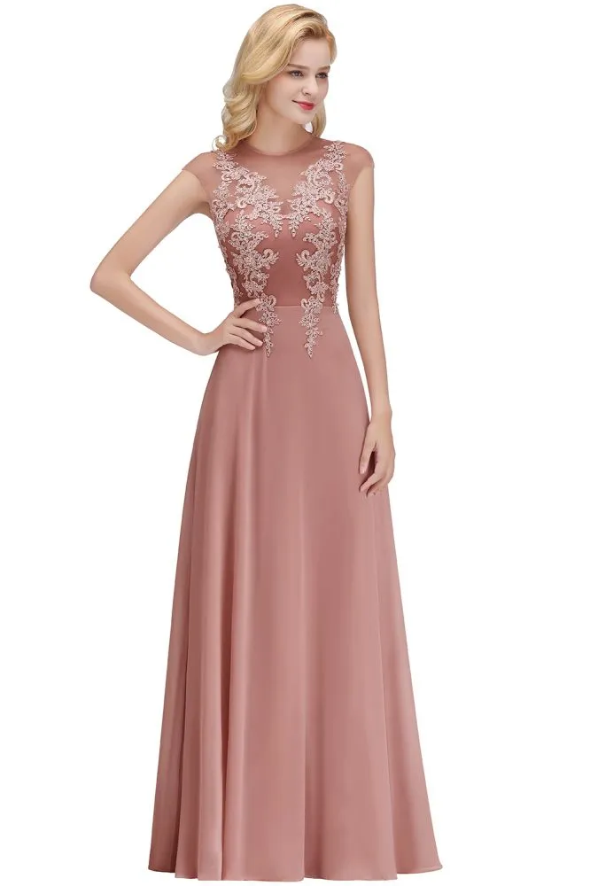 Charming Sleeveless Beadings Aline Evening Maxi Dress Cap Sleeves Bridesmaid Dress