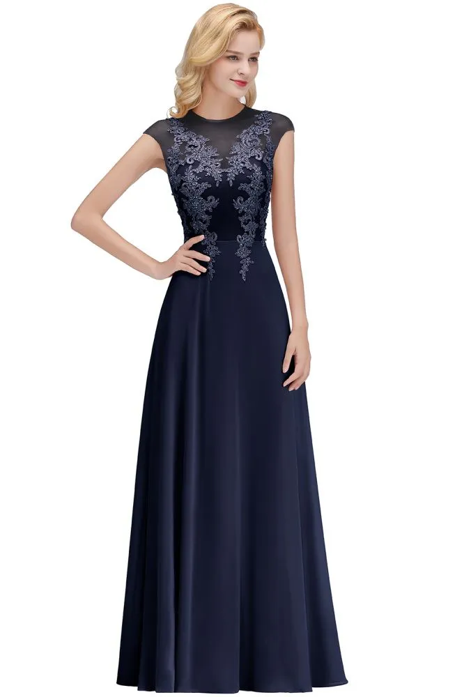 Charming Sleeveless Beadings Aline Evening Maxi Dress Cap Sleeves Bridesmaid Dress