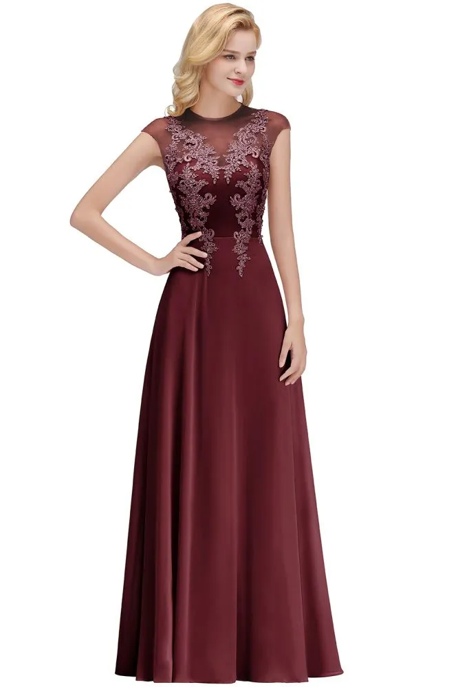 Charming Sleeveless Beadings Aline Evening Maxi Dress Cap Sleeves Bridesmaid Dress