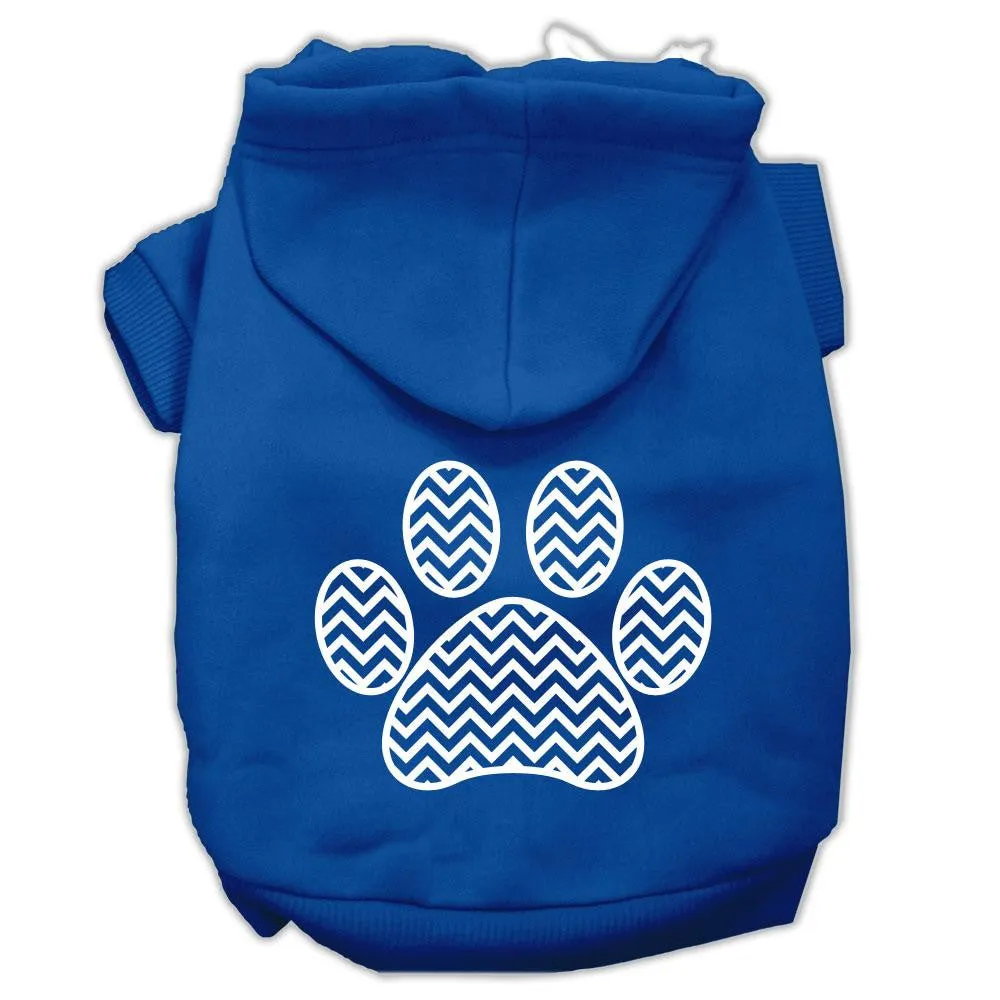 Chevron Paw Screen Print Pet Hoodies Blue Size XS (8)