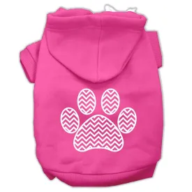 Chevron Paw Screen Print Pet Hoodies Bright Pink Size Med (12)