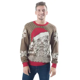 Chewbacca Big Face With Santa Hat Ugly Christmas Sweater