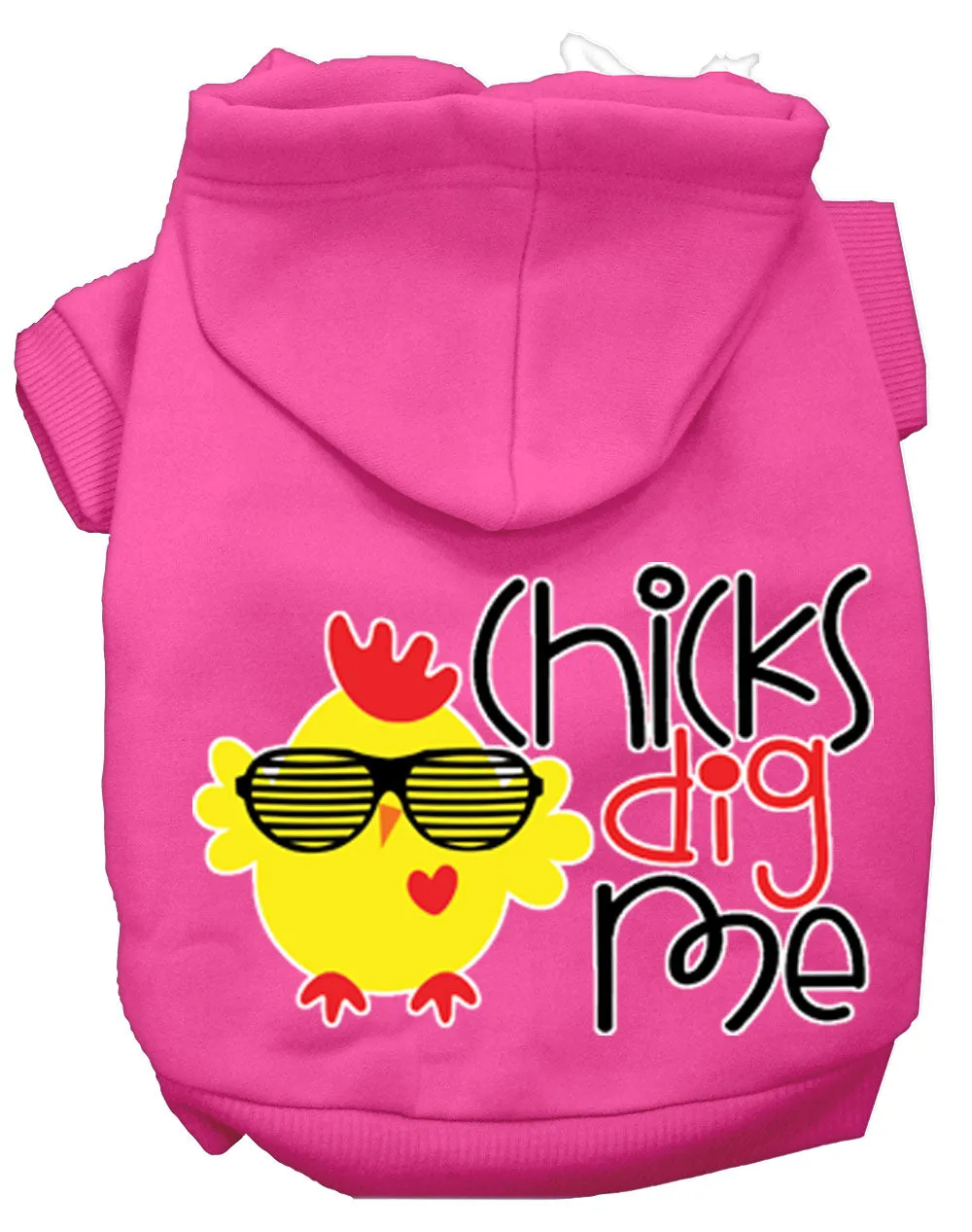 Chicks Dig Me Screen Print Dog Hoodie Bright Pink M