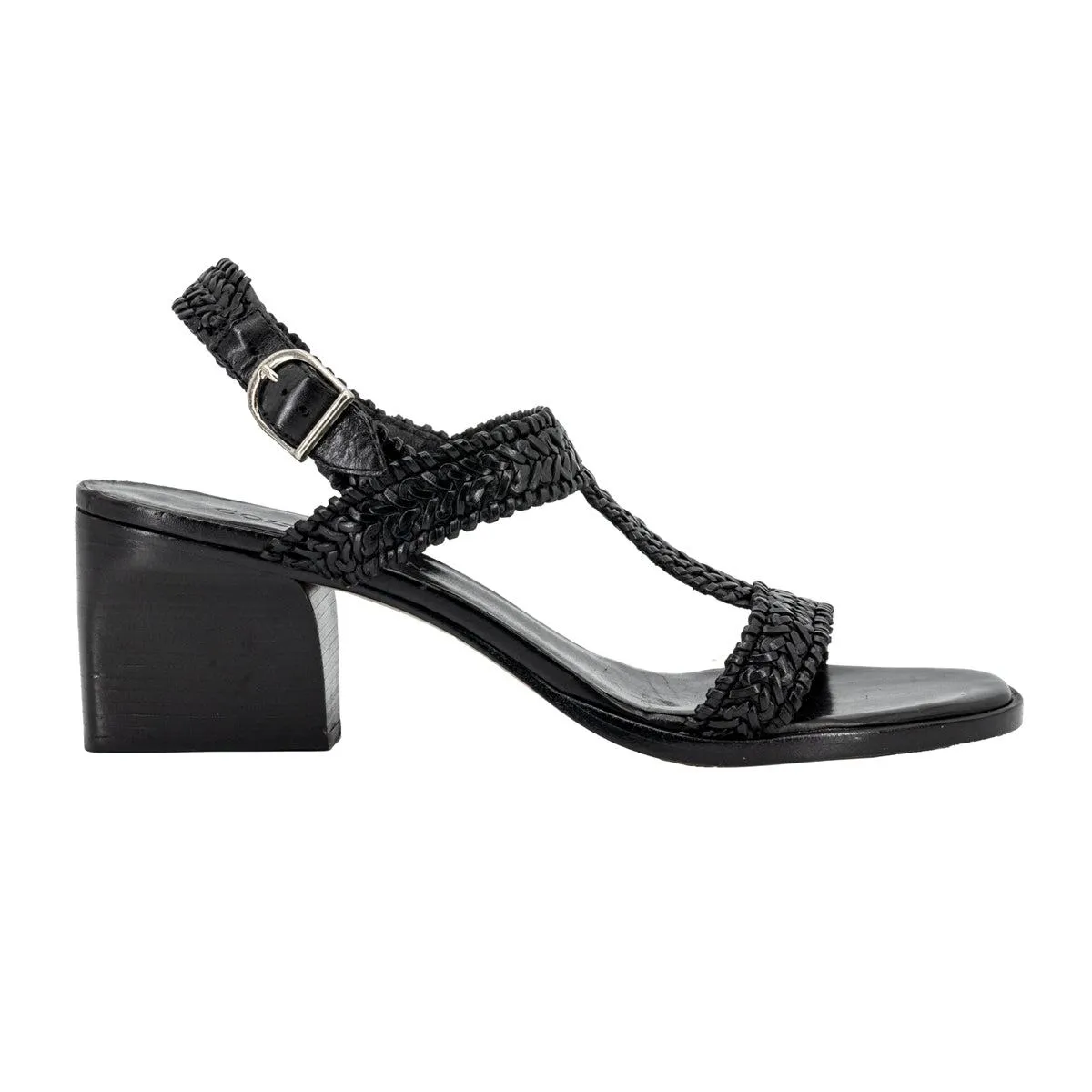 Cole Haan Braided Block High-Heel Shoes Leather Black Colour For Women