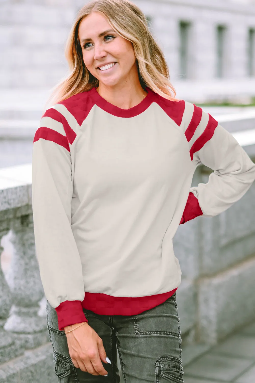 Color Block Raglan Long Sleeve Top