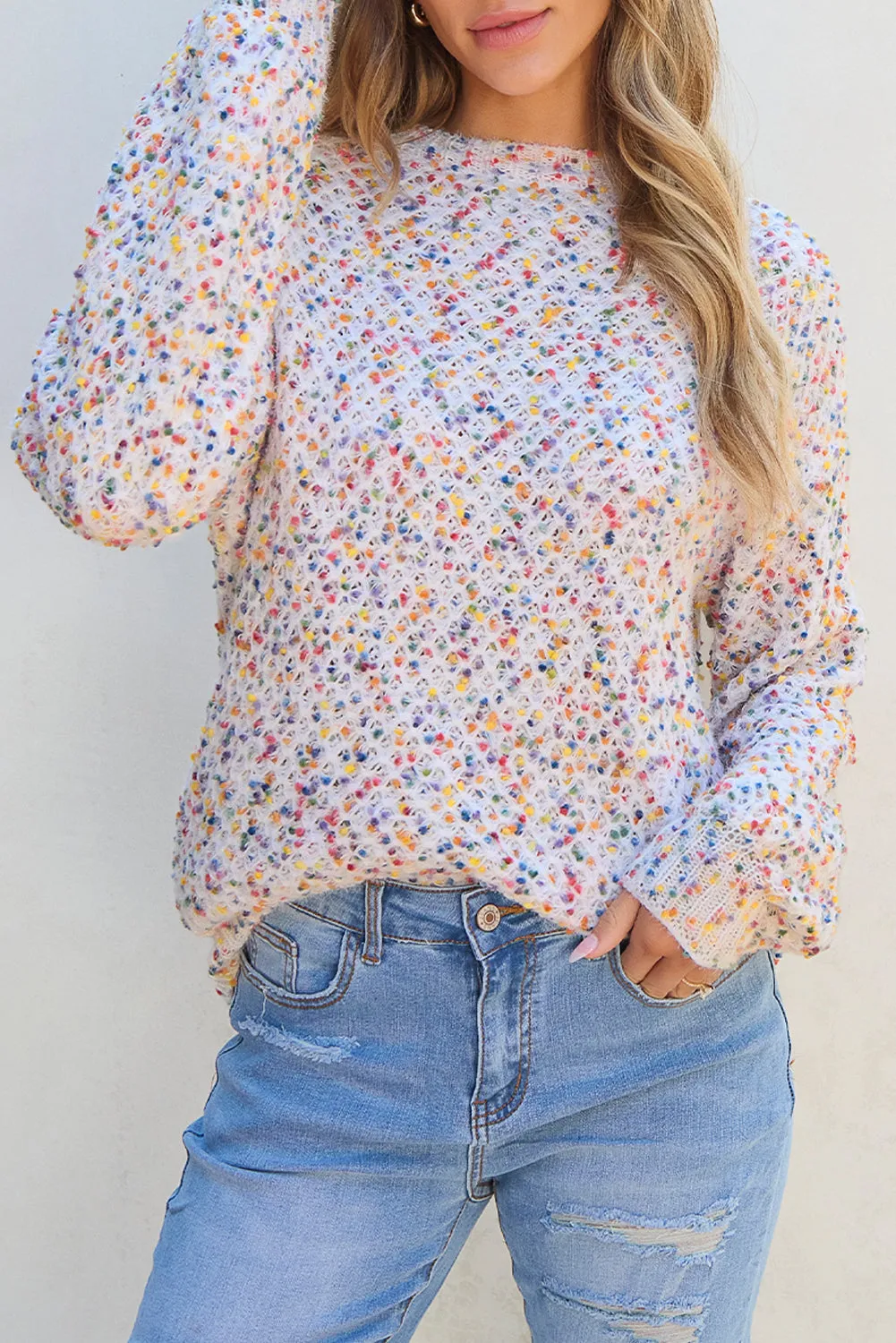 Confetti Knit Popcorn Sweater Top