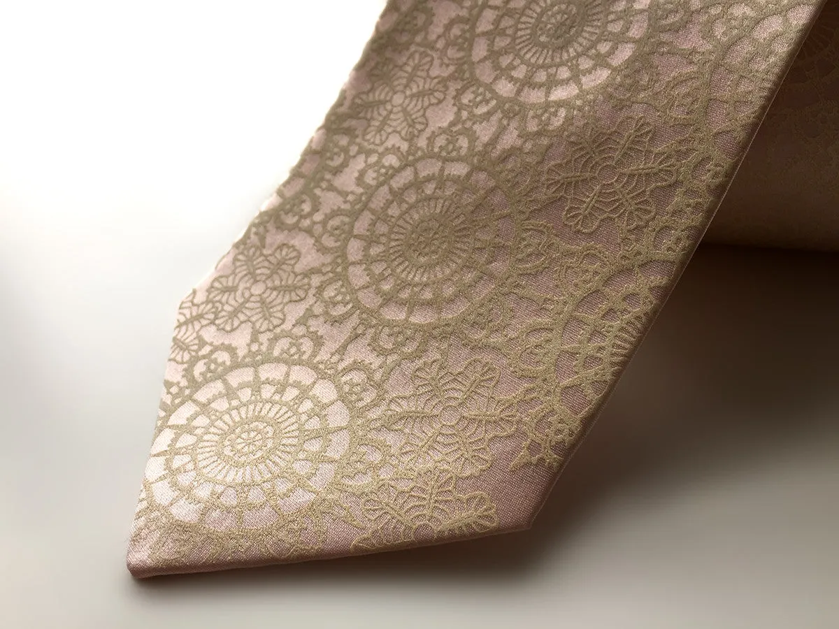 Cottage Lace Necktie. Doily Print Tie