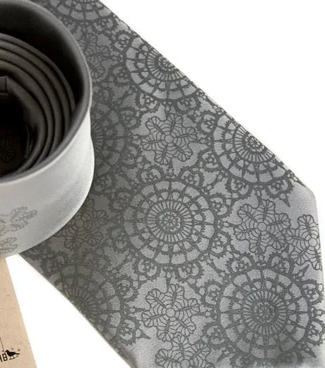 Cottage Lace Necktie. Doily Print Tie