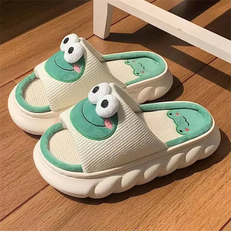 Cozy Anti-Slip Cartoon Frog Slippers for Women