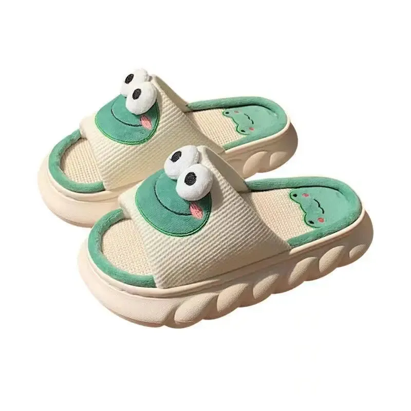 Cozy Anti-Slip Cartoon Frog Slippers for Women