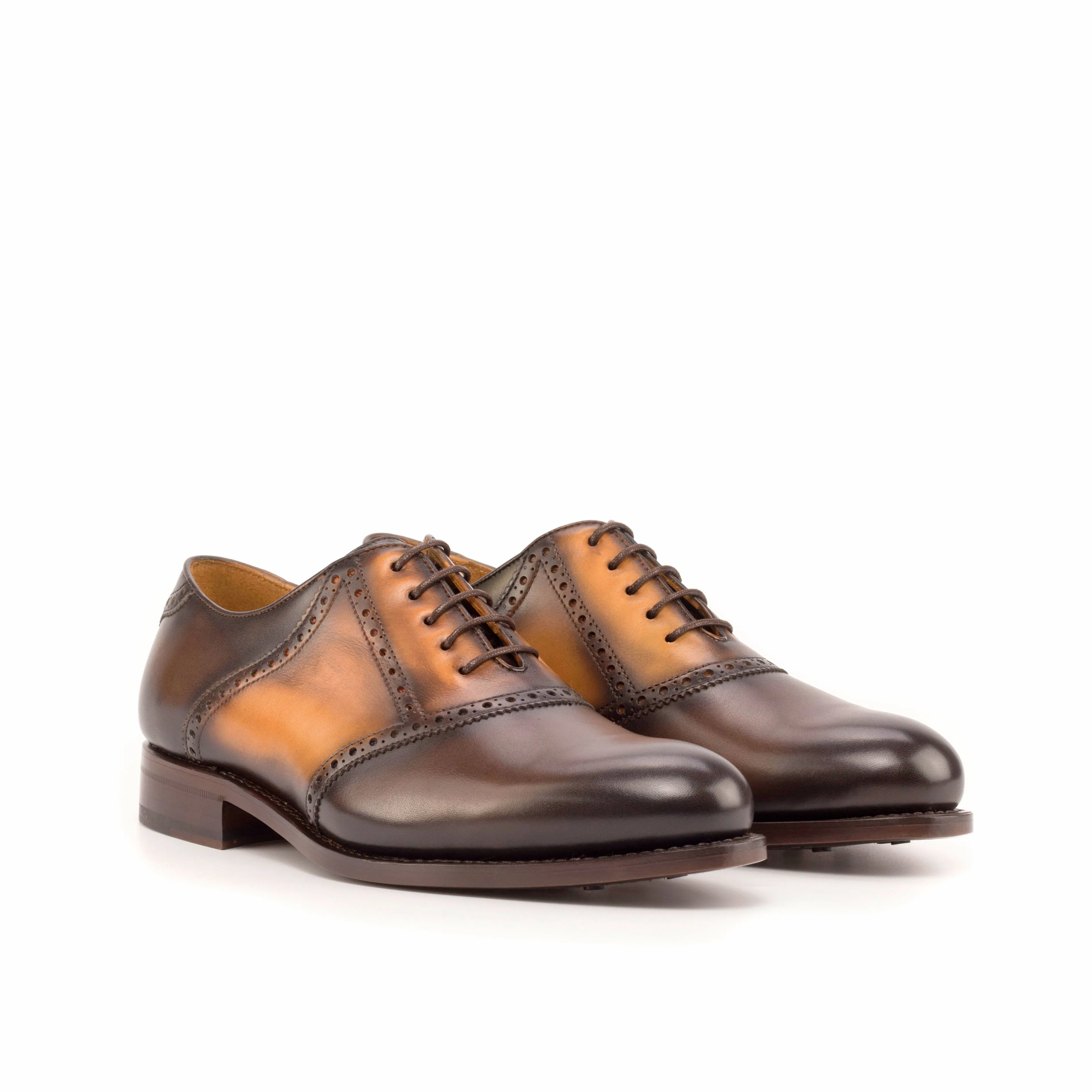 DapperFam Fabrizio in Cognac / Dark Brown Men's Italian Leather Saddle