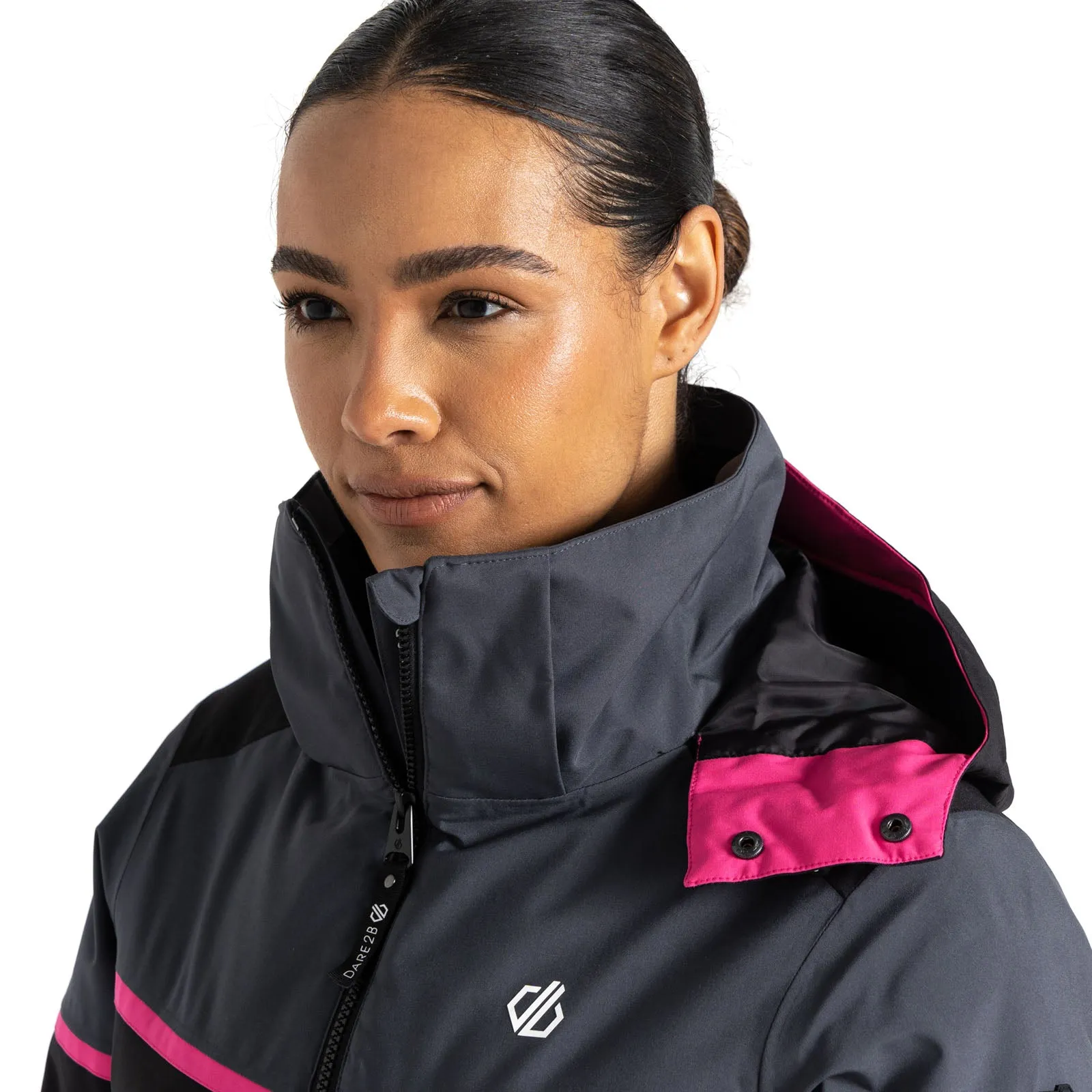 Dare 2b Womens Carving Hooded Waterproof Thermal Ski Jacket - Black/Ebony