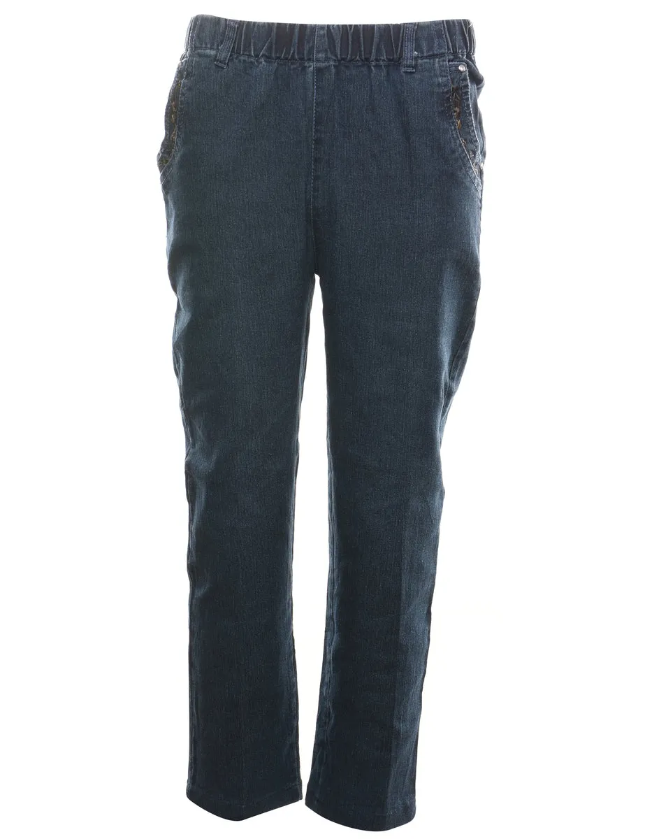 Dark Wash Casual Denim Trousers - W24 L27