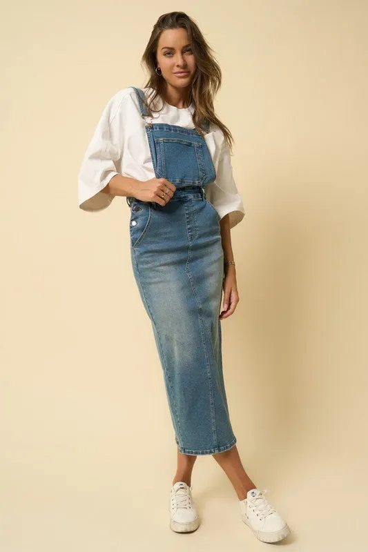 Denim Overalls Maxi Dress