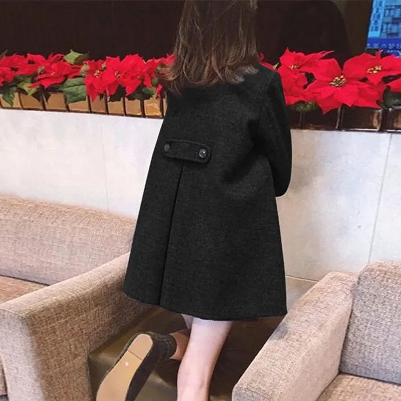 Double Breasted Outwear Long Black Coats