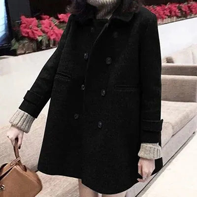 Double Breasted Outwear Long Black Coats