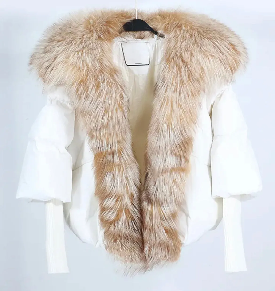 Down Puffer Jacket with Fox Fur