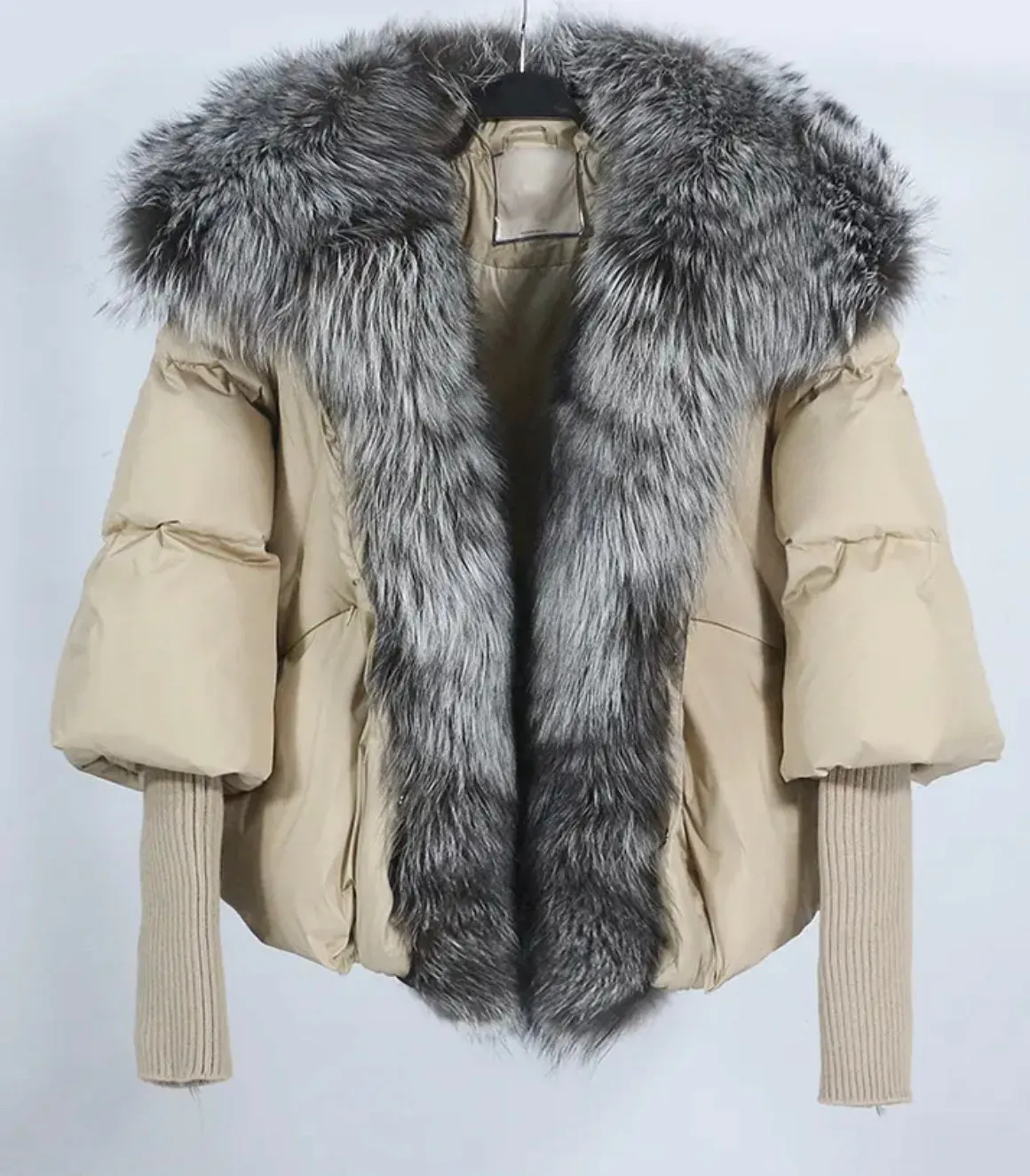 Down Puffer Jacket with Fox Fur