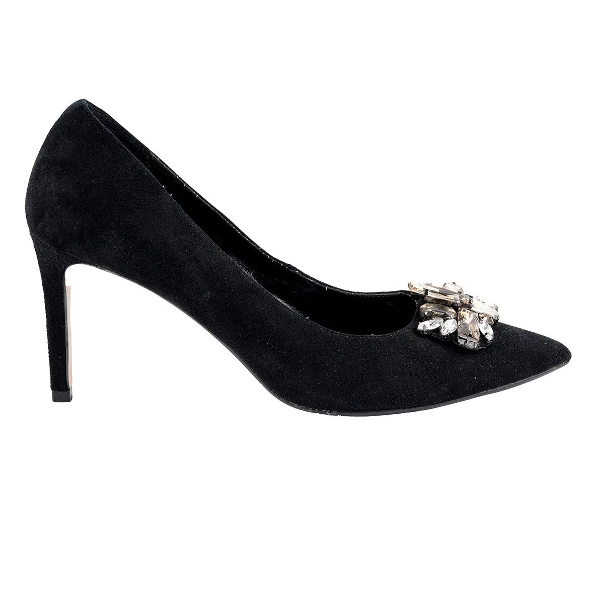 Dune London Rhinstone Embellised High-Heel Shoes Fabric Black Colour For Women